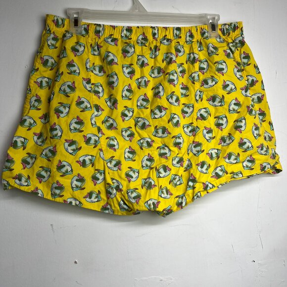 GAP Men's XXL Yellow Fish All Over Print Boxer Shorts Lounge Sleep Green - Picture 3 of 4